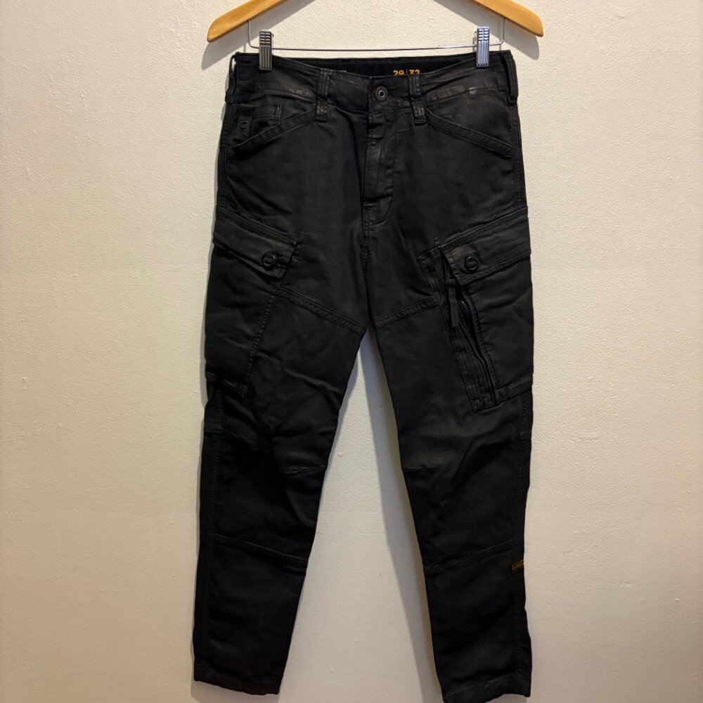 G-Star Roxic Straight Tapered Cargo Pant in Black stretch cotton coated - Picture 3 of 12